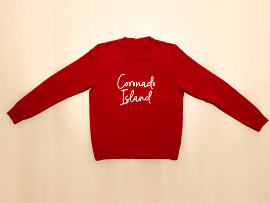 Coronado Island Sweater with Tinsel | Red & White