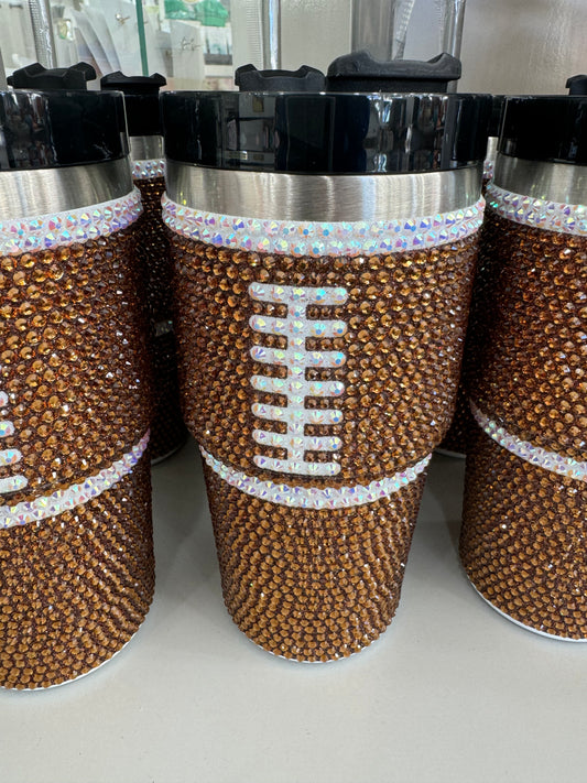 20 oz blinged out football tumbler